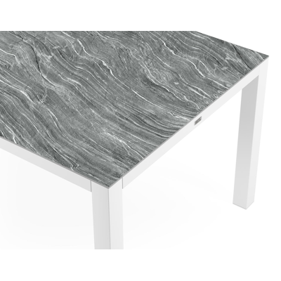 Como tuintafel in wit aluminium en volkeramiek mar del plata - L 200 x B 100 x H 75,6 cm