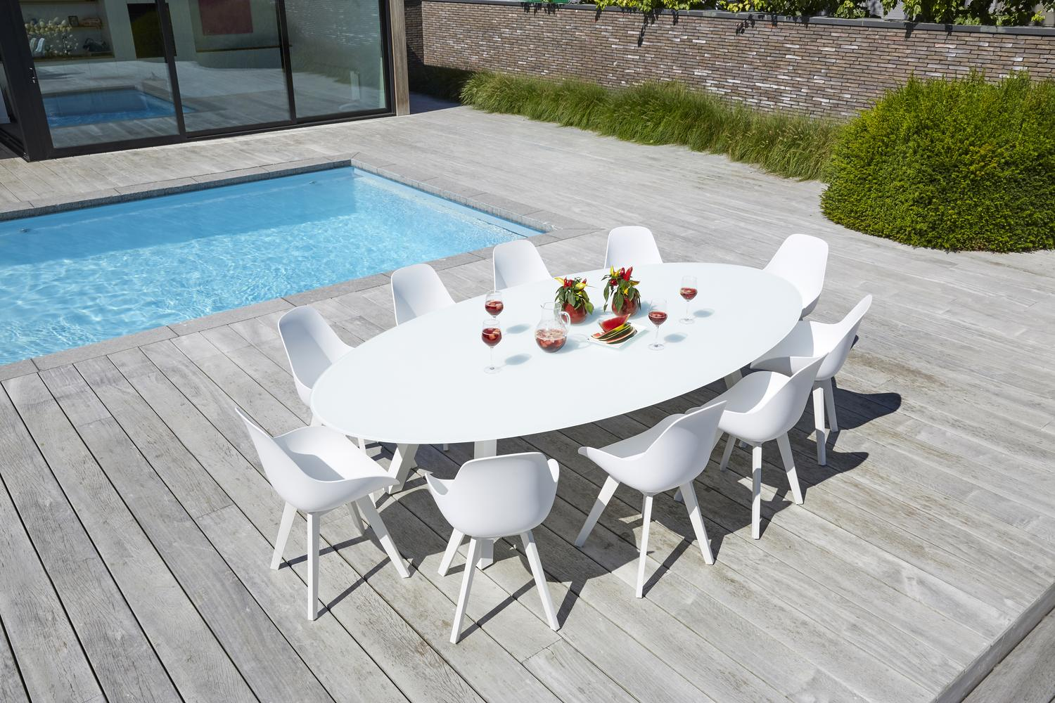 Mesa tuinstoel in wit aluminium en wit kunststof