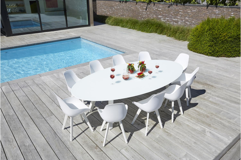 Mesa tuinstoel in wit aluminium en wit kunststof