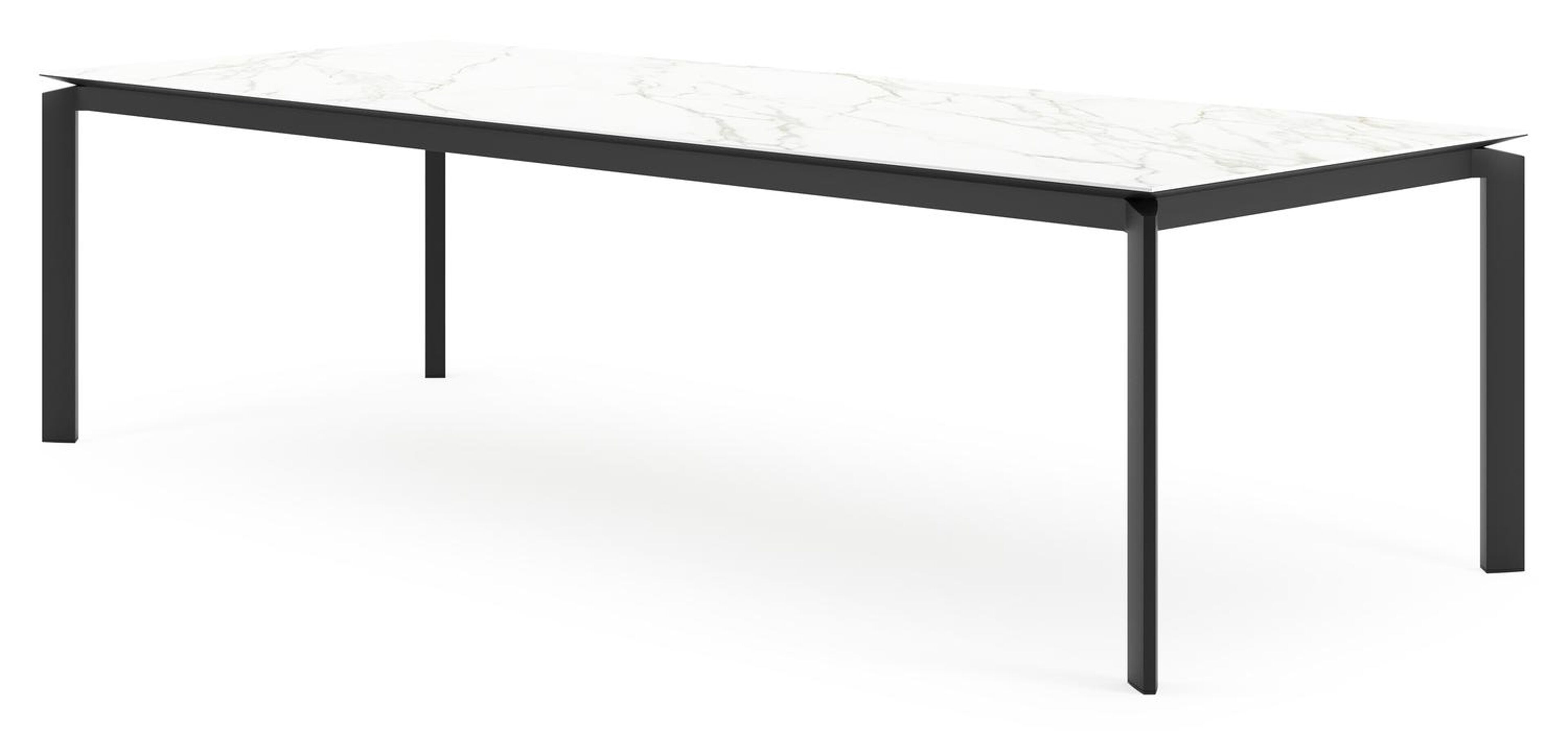 Cirello tuintafel rechthoekig in zwart aluminium en volkeramiek Calacatta - L 280 x B 110 x H 75 cm