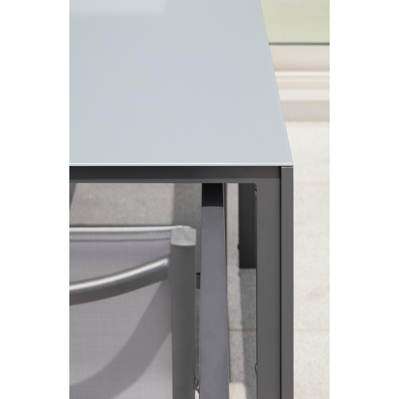 Caldela tuintafel in zwart aluminium en glas grijs - L 140 x B 80 x H 75 cm