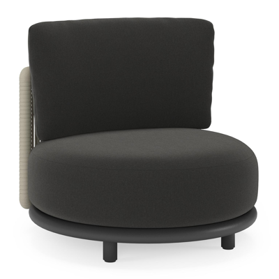 Lomano loungestoel in zwart aluminium en beige verticaal geweven luxe vlakke rope met Natte Sooty all weather sunbrella® luxe