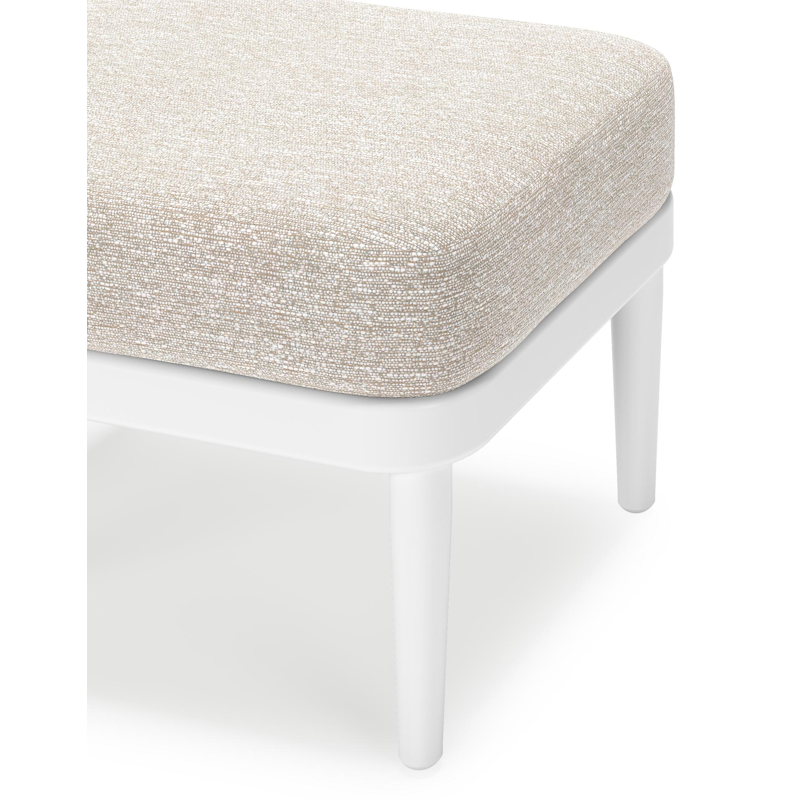 Pouf Orso en aluminium blanc et coussins en all weather sunbrella® luxe Tundra Sand
