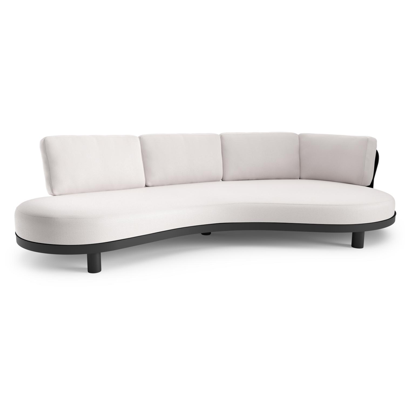 Donato loungebank in zwart aluminium met savane whisper all weather sunbrella® luxe kussen