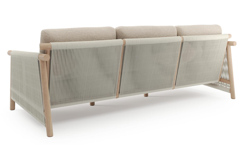 Erla loungeset in houtlook verticaal geweven ronde rope en beige verticaal geweven ronde rope met rustic weather+ softtouch kussen