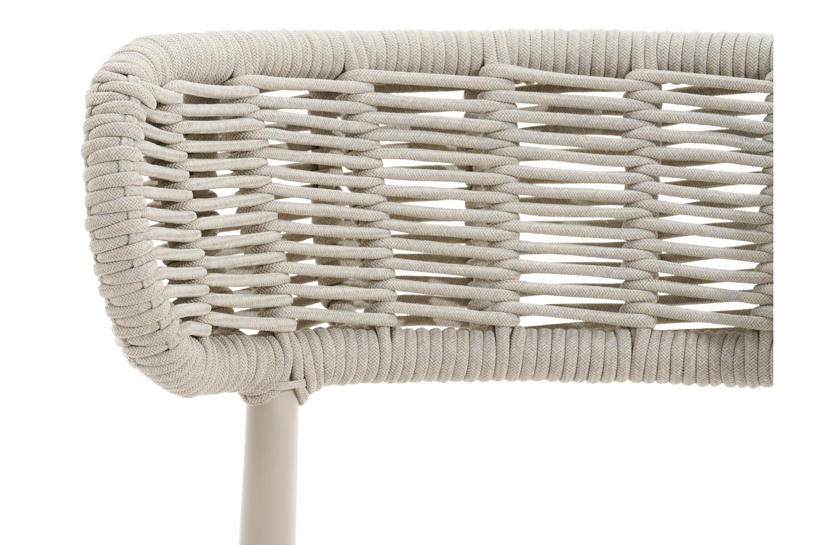 Lomo tuinstoel in beige aluminium en beige vierkant geweven ronde rope