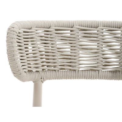 Chaise de jardin Lomo en aluminium beige et corde ronde tissée carrée beige