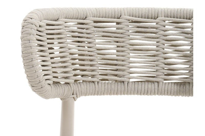 Lomo tuinstoel in beige aluminium en beige vierkant geweven ronde rope