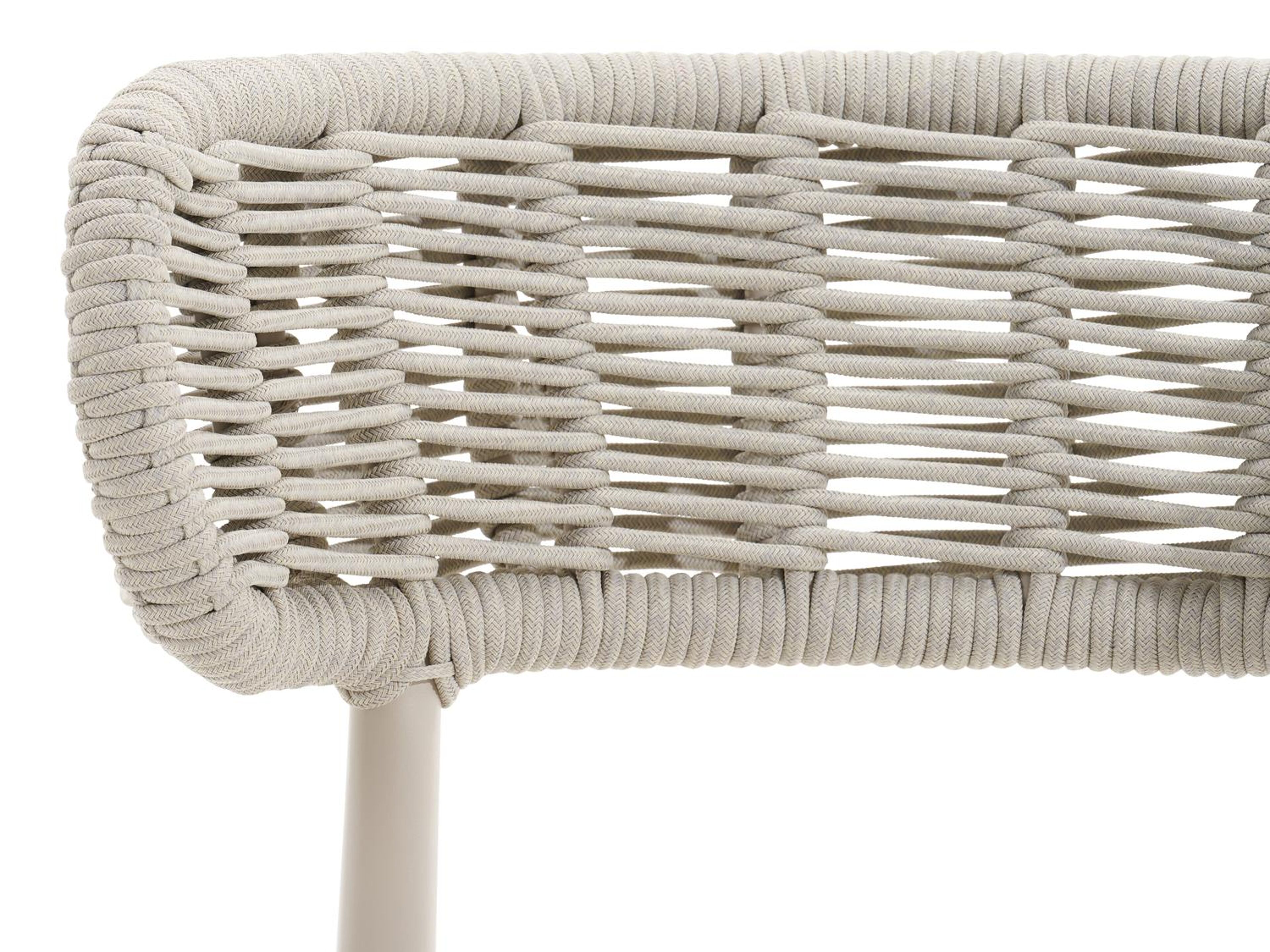 Lomo tuinstoel in beige aluminium en beige vierkant geweven ronde rope