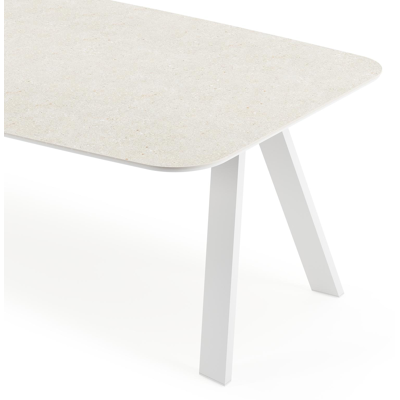 Cesano tuintafel in wit aluminium en volkeramiek shilin - L 255 x B 115 x H 75 cm