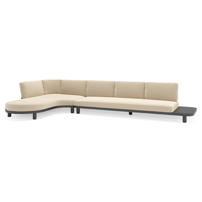 Donato loungehoek in zwart aluminium met all weather cosytica Althea Chalk kussen