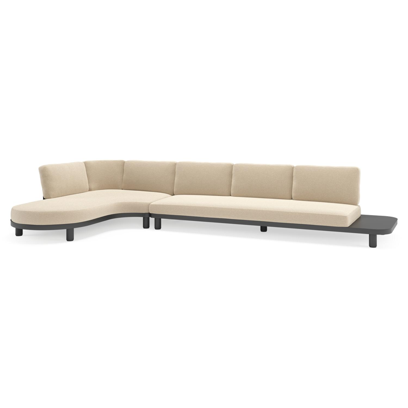 Donato loungehoek in zwart aluminium met all weather cosytica Althea Chalk kussen