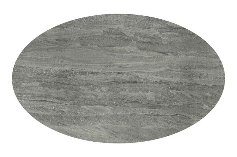 Fano tuintafel ovaal in beige aluminium en volkeramiek Aspen Grey - L 180 x B 110 x H 75 cm