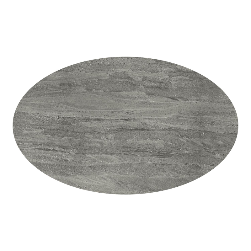 Table de jardin Fano ovale en aluminium beige et céramique pleine Aspen Grey - Lg. 180 x Lrg. 110 x Haut. 75 cm