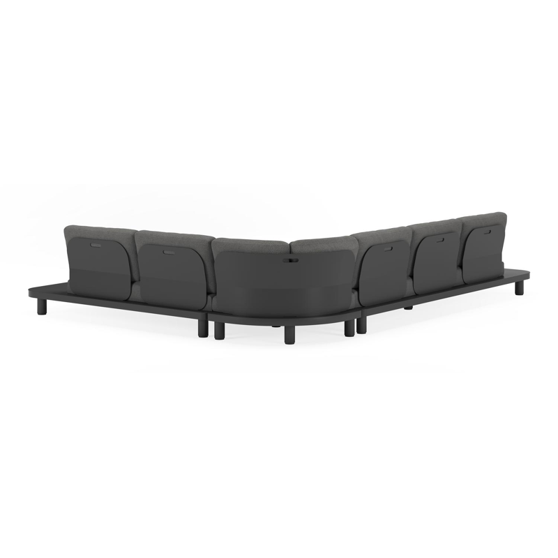 Donato loungehoek in zwart aluminium en met zori fugu all weather sunbrella® luxe kussens