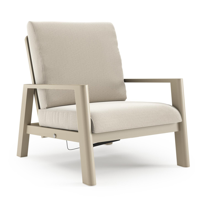 Cirello loungestoel in beige aluminium met lopi marble all weather sunbrella® luxe kussen