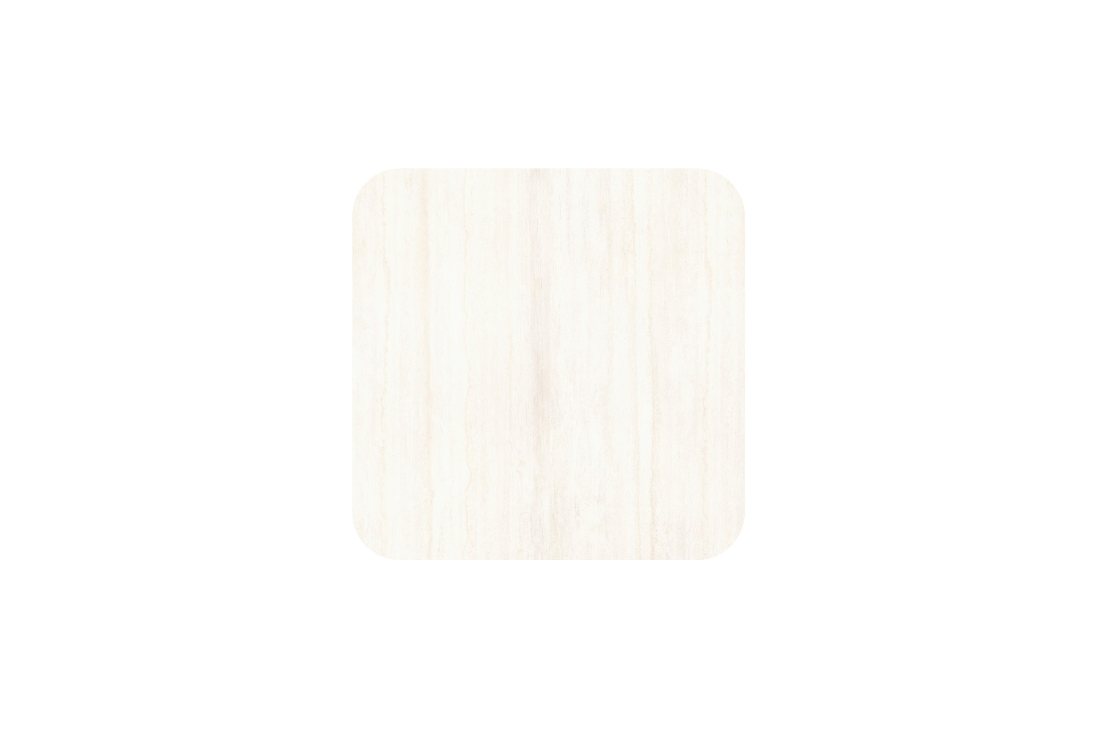 Table de jardin Amico carré arrondi en aluminium beige et céramique pleine Travertino Bianco - Lg. 148 x Lrg. 148 x Haut. 73.5 cm