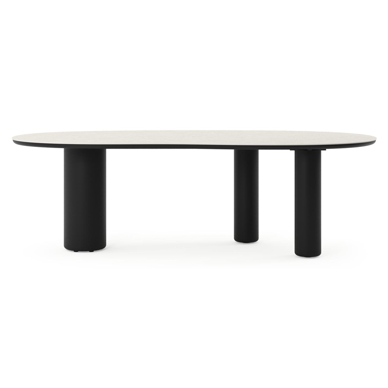 Table de jardin Amico organique en aluminium noir et céramique pleine Shilin - Lg. 240 x Lrg. 110 x Haut. 73.5 cm