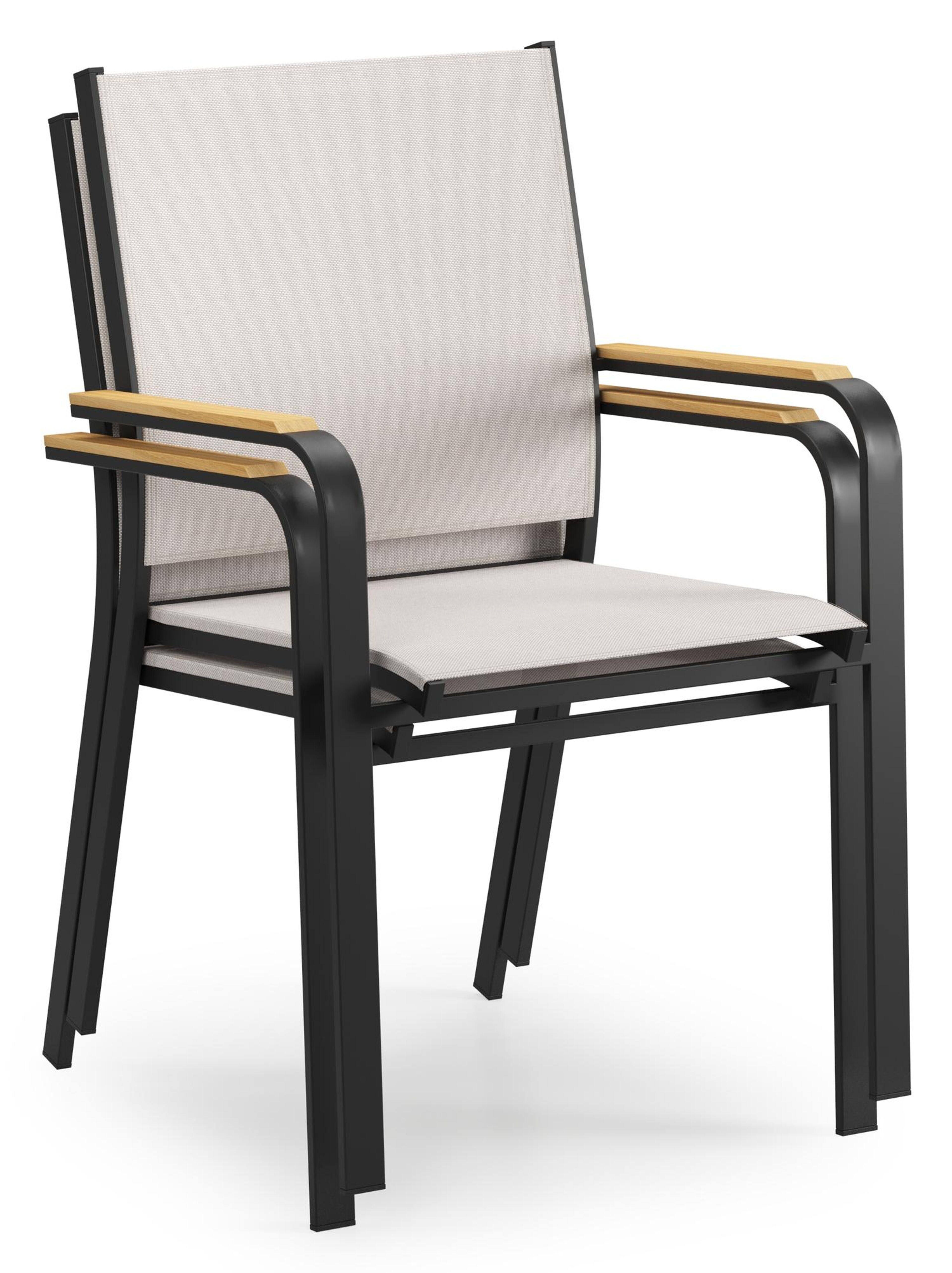 Amalfi rechthoekige uitschuifbare tuinset in zwart aluminium en teak naturel met 6 Amalfi tuinstoelen