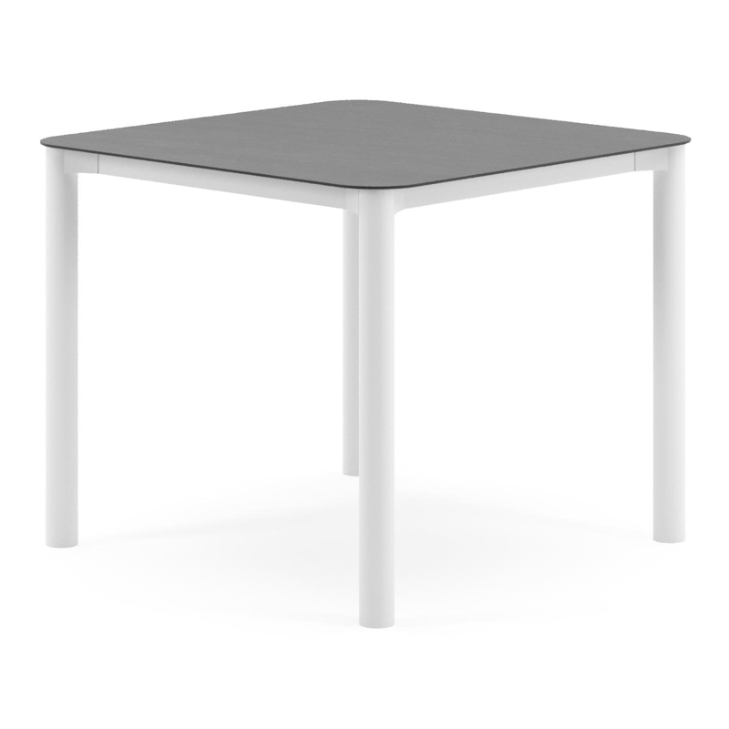 Orso tuintafel rechthoekig afgerond in wit aluminium en volkeramiek Basalt Black - L 90 x B 90 x H 74.5 cm