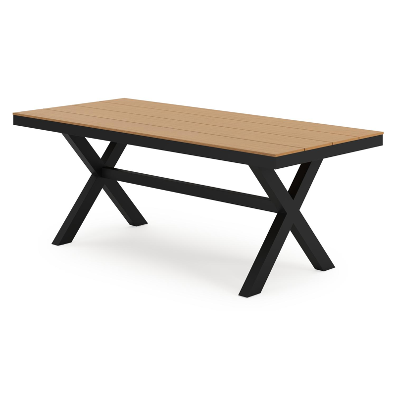 Bahia tuinset in zwart aluminium en polywood met 8 stapelbare Bahia tuinstoelen