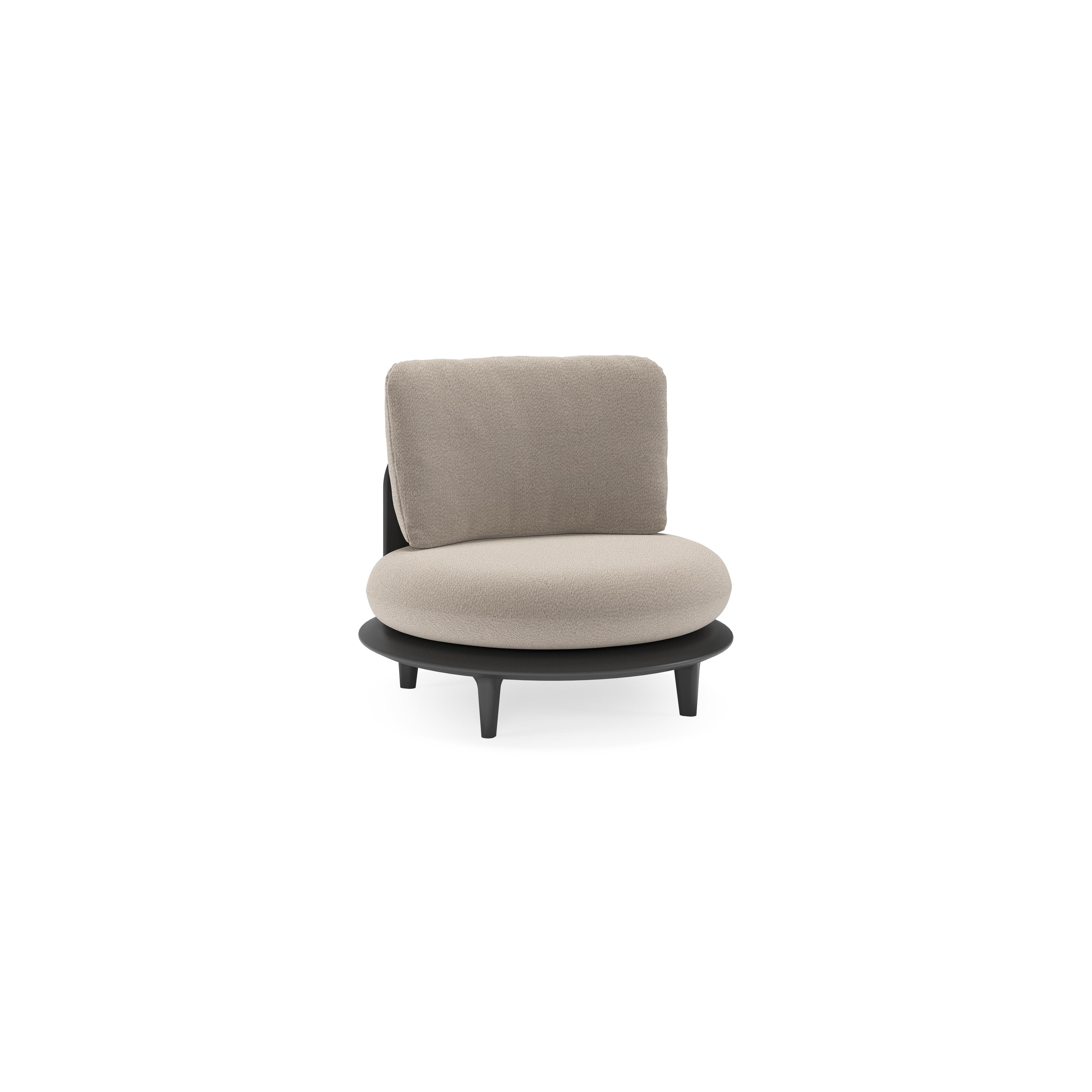 Fauteuil de jardin Bomero en aluminium noir et coussins en all weather sunbrella® luxe savane coconut