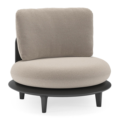 Bomero loungestoel in zwart aluminium met savane coconut all weather sunbrella® luxe kussen