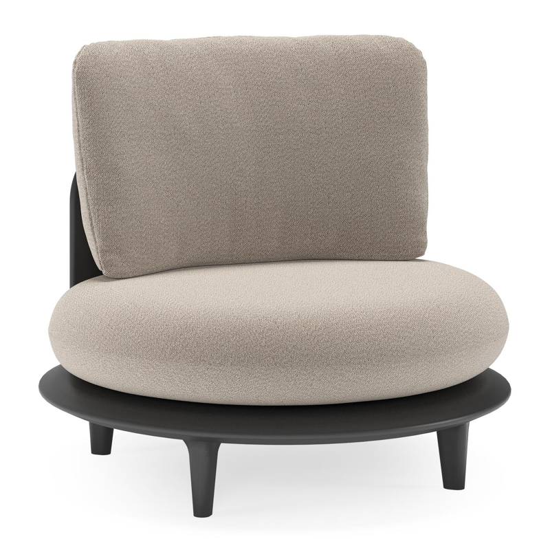 Bomero loungestoel in zwart aluminium met savane coconut all weather sunbrella® luxe kussen