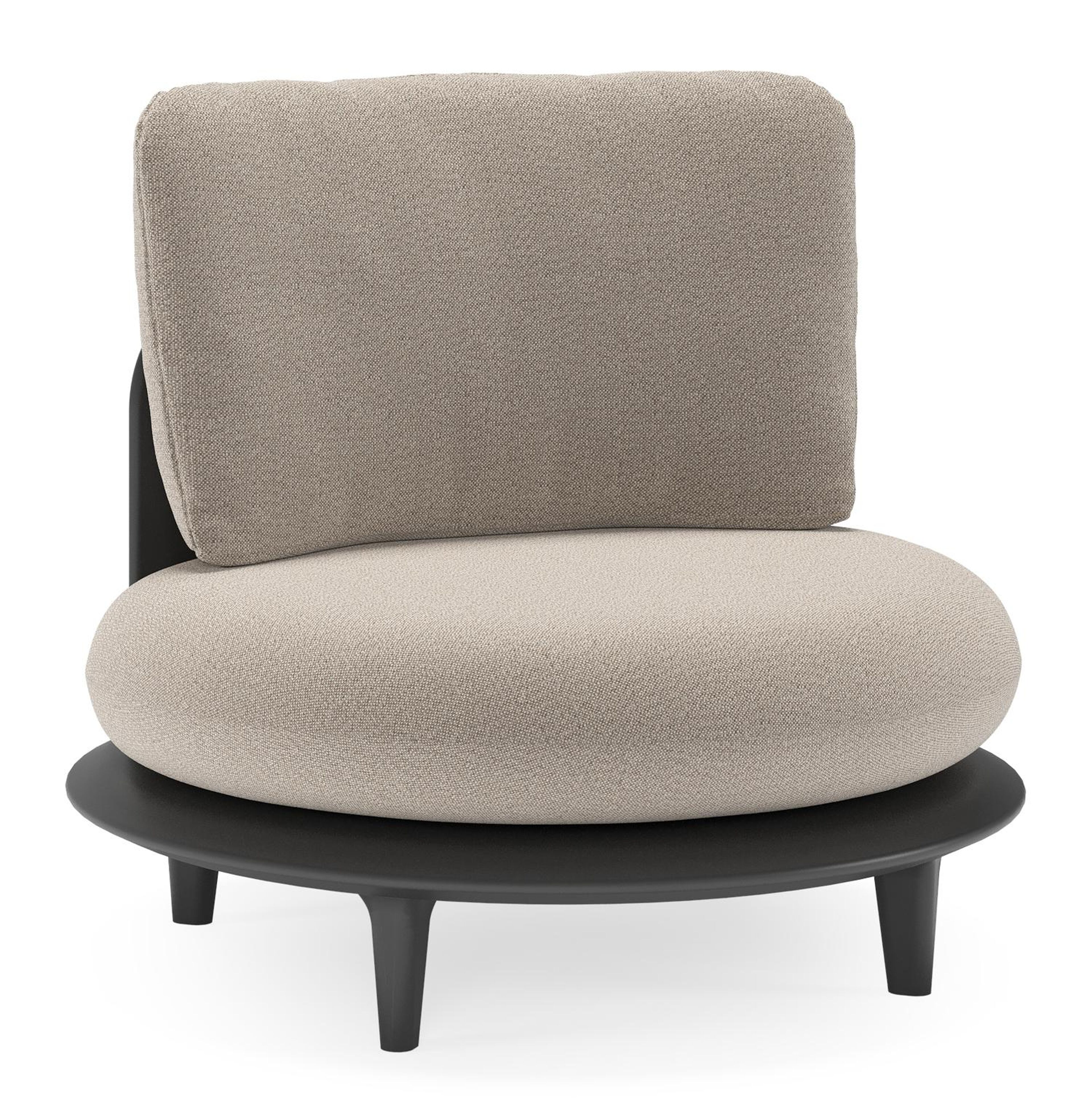 Bomero loungestoel in zwart aluminium met savane coconut all weather sunbrella® luxe kussen