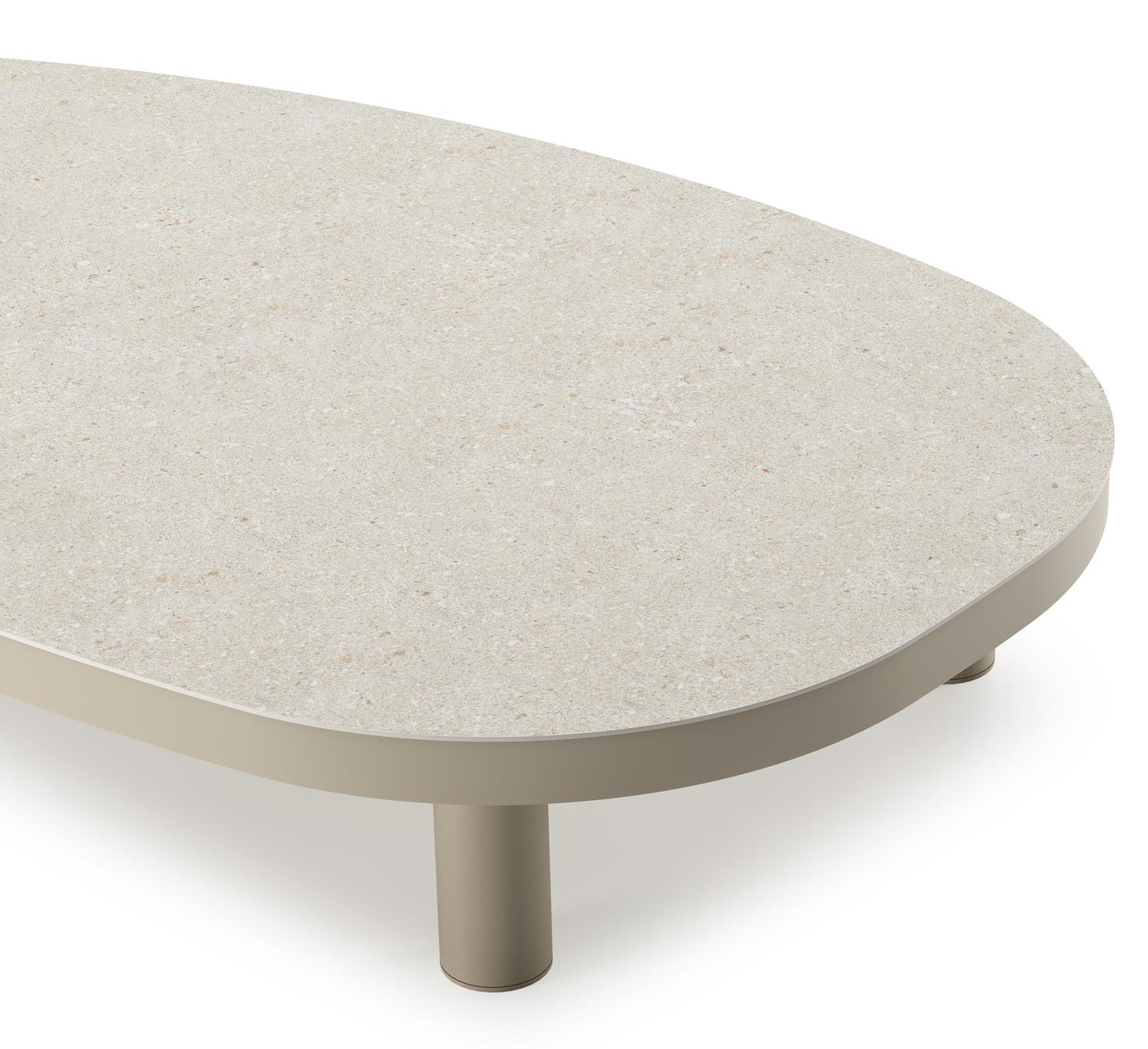 Donato loungetafel organisch in beige aluminium en volkeramiek Shilin - L 151 x B 90 x H 24.5 cm