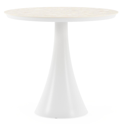 Fano tuintafel rond in wit aluminium en volkeramiek retrostone - Dia. 85 x H 75 cm