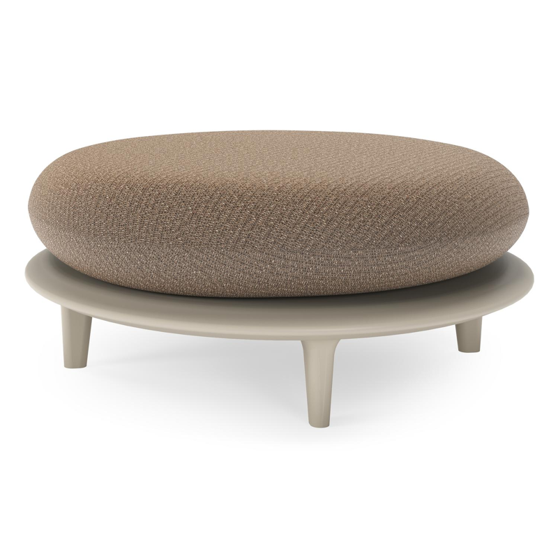 Bomero poef in beige aluminium met firenze bamboe all weather solica kussen