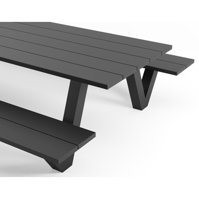 Norma picknicktafel in zwart aluminium - L 360 x B 213 x H 74 cm