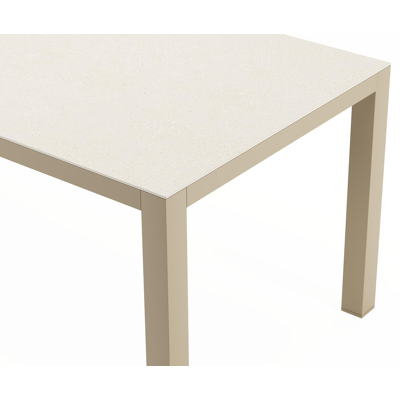Varese tuintafel rechthoekig in beige aluminium en sintered stone Crema minerale - L 220 x B 92 x H 73.5 cm