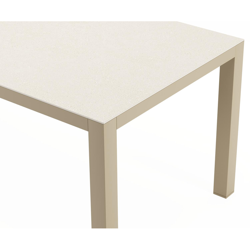 Varese tuintafel rechthoekig in beige aluminium en sintered stone Crema minerale - L 220 x B 92 x H 73.5 cm