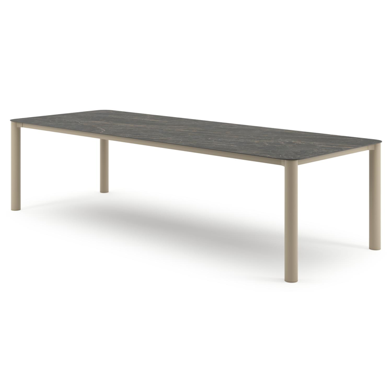 Orso tuintafel rechthoekig afgerond in beige aluminium en volkeramiek Black Obsession - L 290 x B 110 x H 74.5 cm