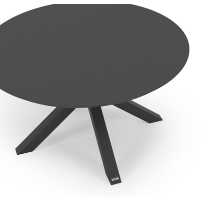 Table de jardin Nano en aluminium noir et céramique pleine nero black - Dia. 130 x H 71 cm