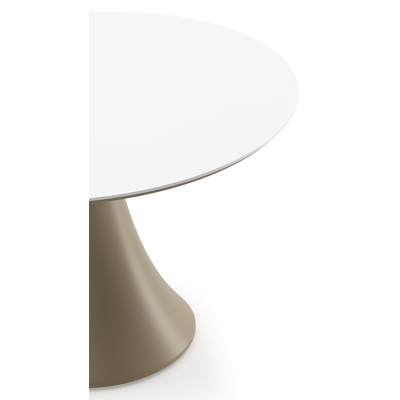 Fano low dining loungetafel rond in beige aluminium en volkeramiek Taj Mahal - Dia. 65 x H 55 cm