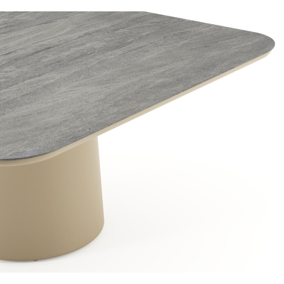 Amico tuintafel afgerond vierkant in beige aluminium en volkeramiek Aspen Grey - L 148 x B 148 x H 73.5 cm