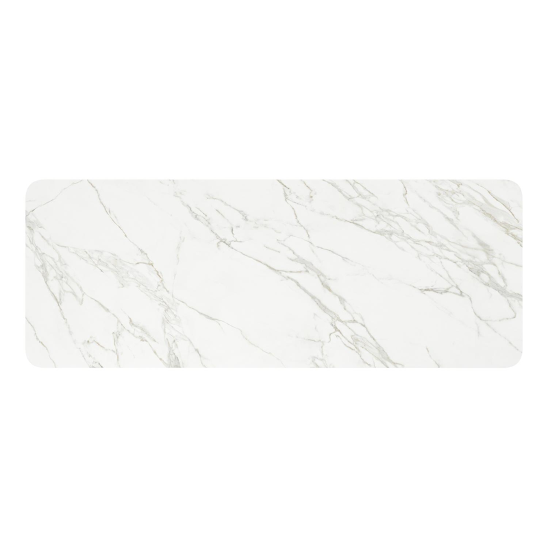 Table de jardin Urbino en aluminium blanc et céramique pleine calacatta - Lg 290 x Larg. 110 x H 75 cm