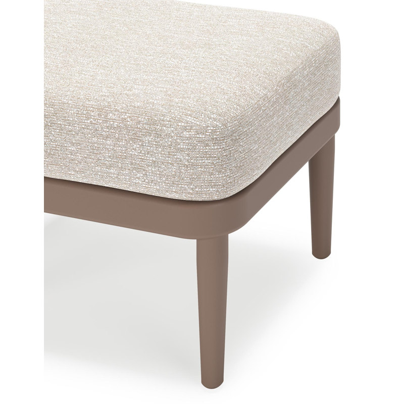 Orso poef in taupe aluminium met Tundra Sand all weather sunbrella® luxe kussen