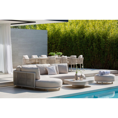 Table de basse Lomano cloud en aluminium beige et céramique pleine Shilin - Lg. 131 x Lrg. 108 x Haut. 25 cm