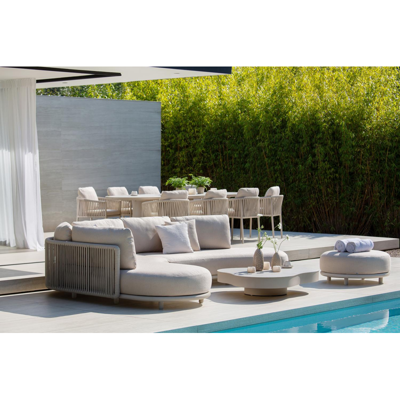 Lomano loungetafel cloud in beige aluminium en volkeramiek Shilin - L 131 x B 108 x H 25 cm