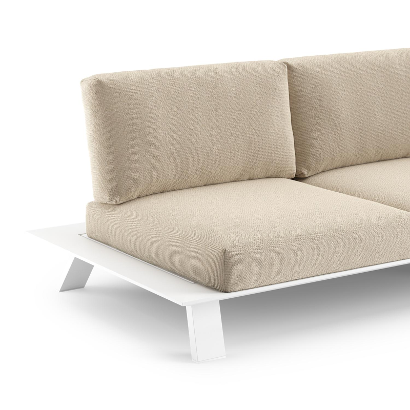 Salon de jardin d'angle Cesano en aluminium blanc et coussin en all weather Cosytica althea chalk