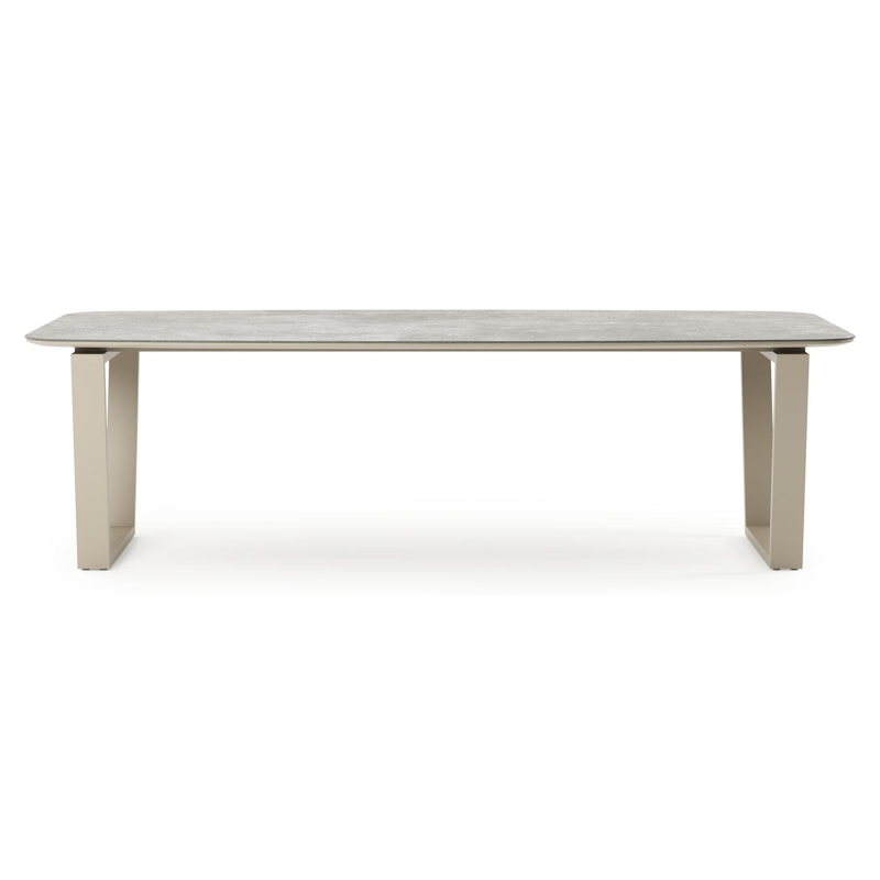 Pagino tuintafel bootvorm in beige aluminium en volkeramiek New York - L 255 x B 115 x H 73 cm
