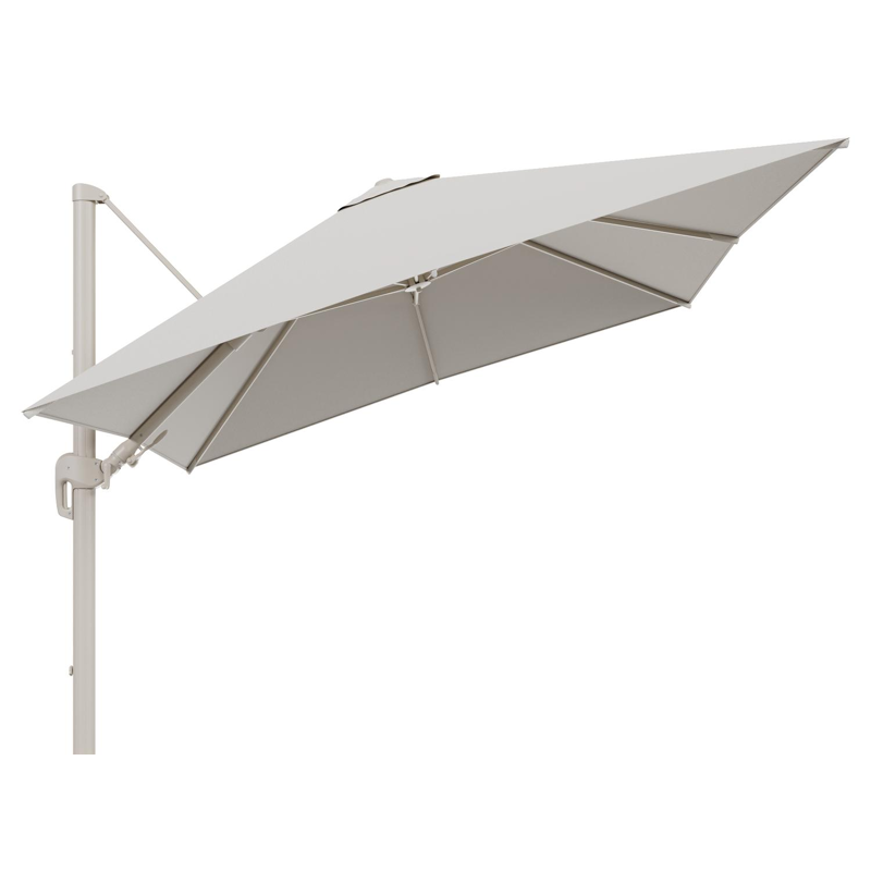 Rufina zweefparasol tiltfunctie in beige aluminium en parasoldoek in All Weather Sunbrella® Luxe Lopi Marble  - L1 300 x L2 300 cm (zonder voet)