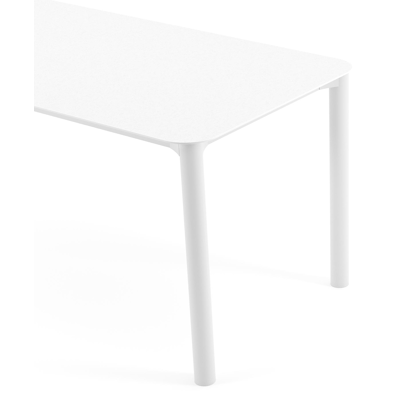 Orso tuintafel rechthoekig afgerond in wit aluminium en volkeramiek Arctic White - L 200 x B 80 x H 74.5 cm