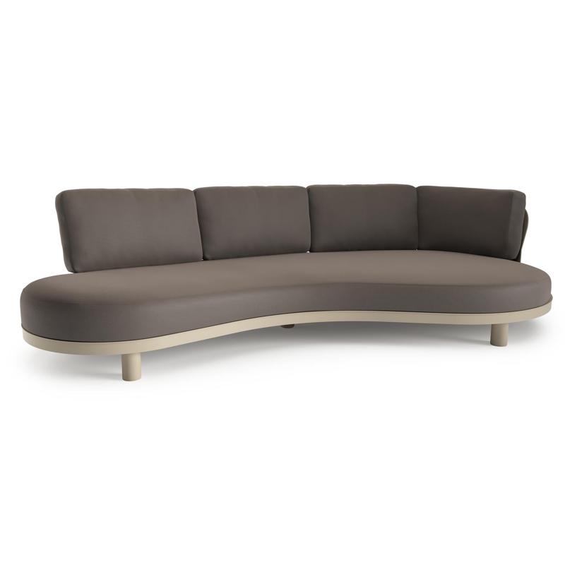 Donato loungebank in beige aluminium met natte nature grey all weather sunbrella® luxe kussen
