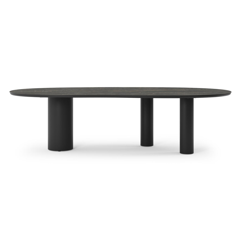 Table de jardin Organo organique en aluminium noir et céramique pleine Black Obsession Lg. 280 x Lrg. 120 x Haut. 74 cm