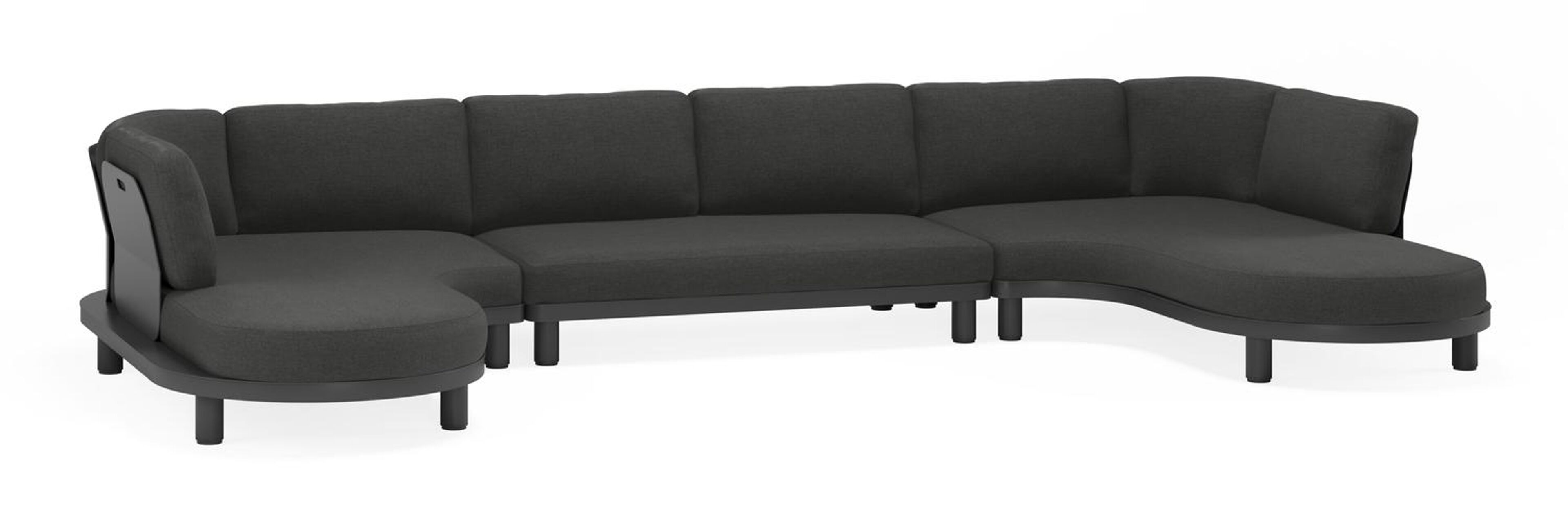 Donato loungehoek in zwart aluminium en met chartres pearl all weather sunbrella® luxe kussens